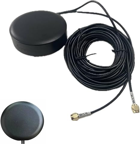 CompuPort 5G Cellular Omni-Directional Magnetic/Adhesive Mount Puck Antenna with Dual-Diversity 13' SMA Male Cable Designed for a Range of Cellular Applications, Including IoT Devices.